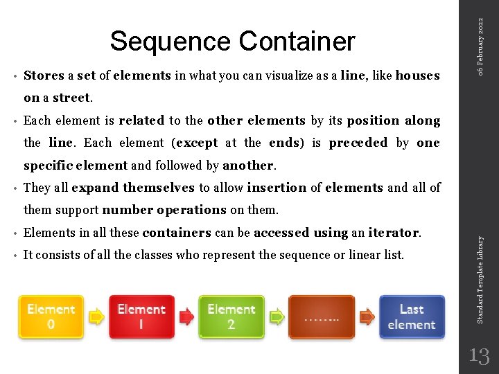  • Stores a set of elements in what you can visualize as a
