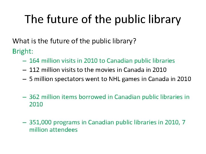 The future of the public library What is the future of the public library?