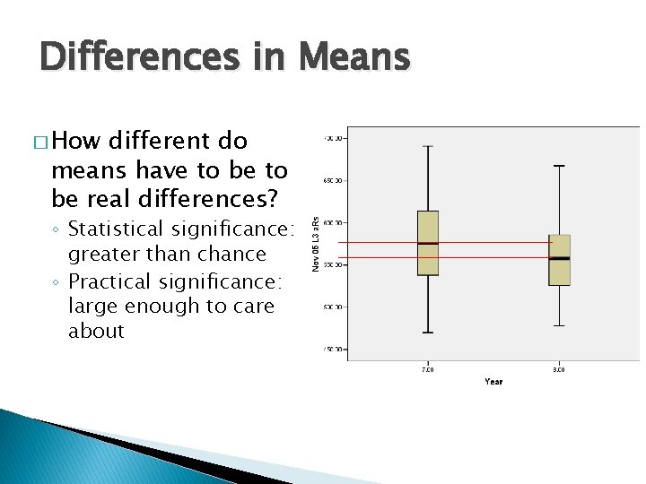 Differences in Means � How different do means have to be real differences? ◦