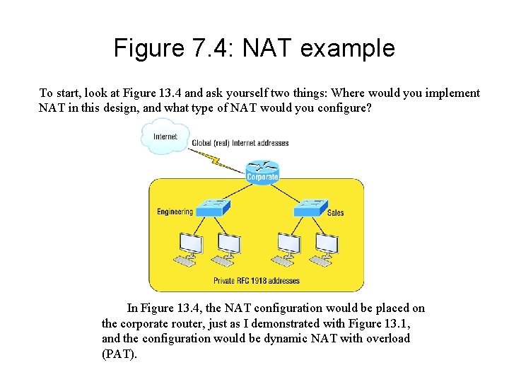 Figure 7. 4: NAT example To start, look at Figure 13. 4 and ask