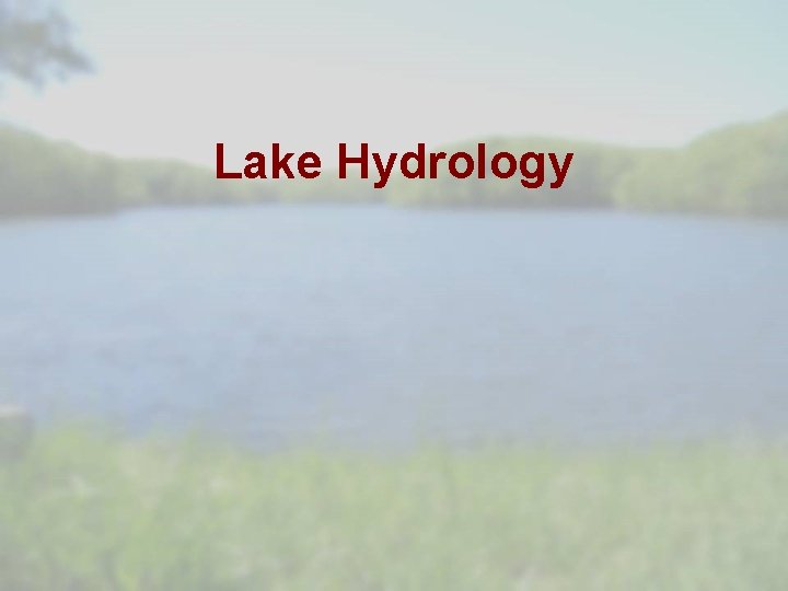 Lake Hydrology 