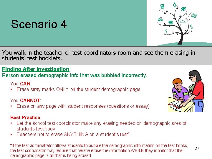 Scenario 4 You walk in the teacher or test coordinators room and see them
