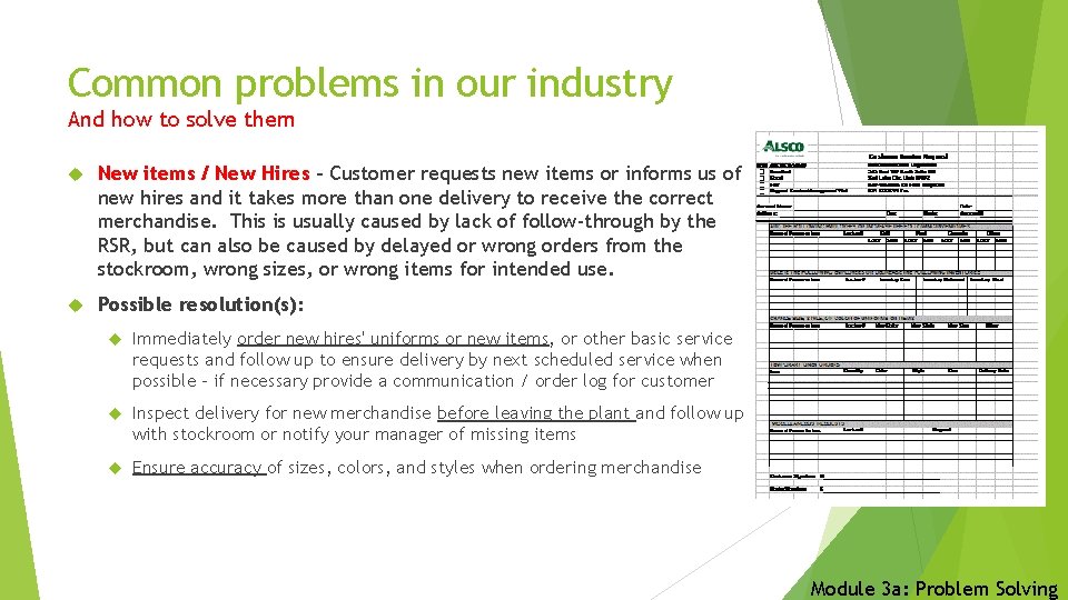 Common problems in our industry And how to solve them New items / New