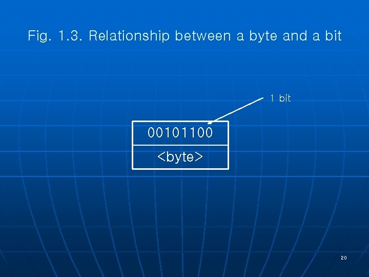 Fig. 1. 3. Relationship between a byte and a bit 1 bit 00101100 <byte>