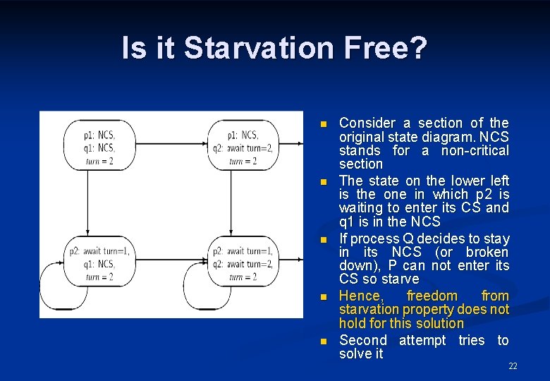 Is it Starvation Free? n n n Consider a section of the original state