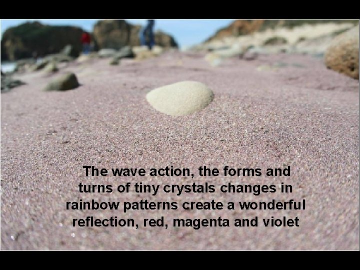 The wave action, the forms and turns of tiny crystals changes in rainbow patterns