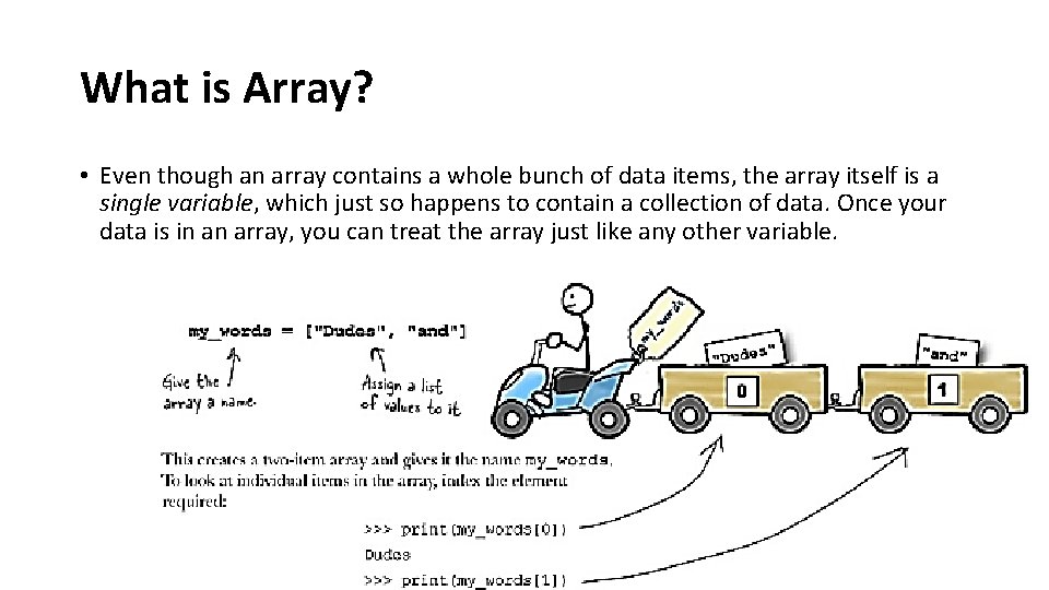 What is Array? • Even though an array contains a whole bunch of data