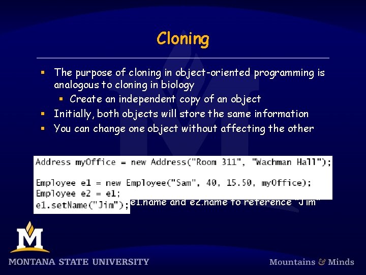 Cloning § The purpose of cloning in object-oriented programming is analogous to cloning in