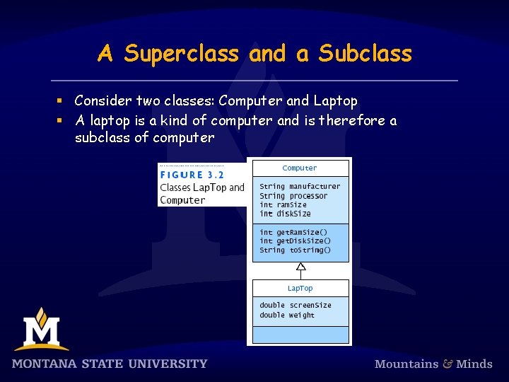 A Superclass and a Subclass § Consider two classes: Computer and Laptop § A