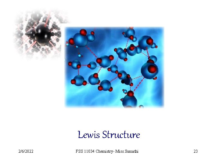 Lewis Structure 2/6/2022 FSS 11034 Chemistry- Miss. Sumathi 23 