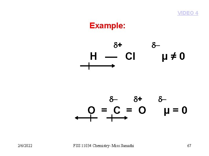 VIDEO 4 Example: + H Cl + O = C = O 2/6/2022 FSS