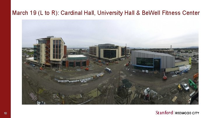 March 19 (L to R): Cardinal Hall, University Hall & Be. Well Fitness Center