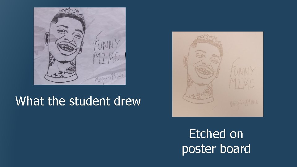What the student drew Etched on poster board 