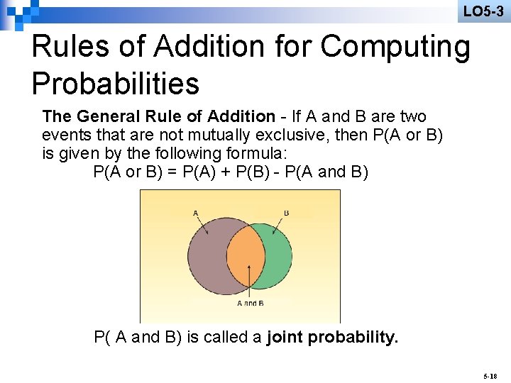 LO 5 -3 Rules of Addition for Computing Probabilities The General Rule of Addition