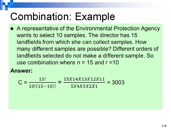 Combination: Example n 5 -42 