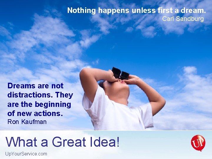 Nothing happens unless first a dream. Carl Sandburg Dreams are not distractions. They are