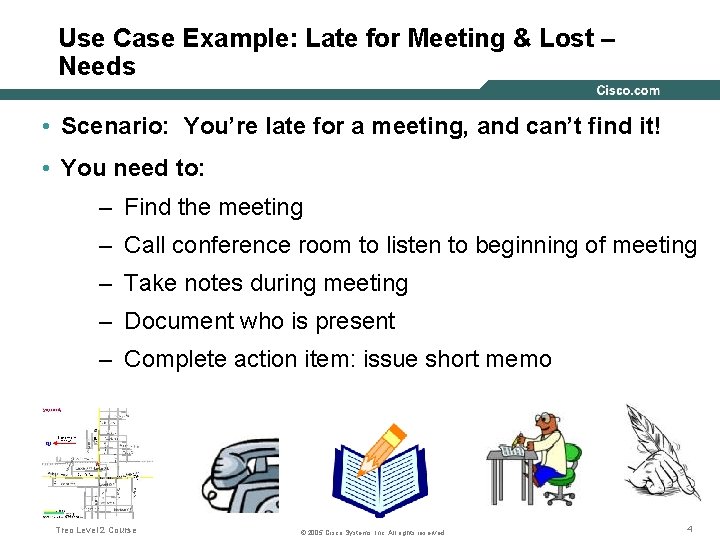 Use Case Example: Late for Meeting & Lost – Needs • Scenario: You’re late