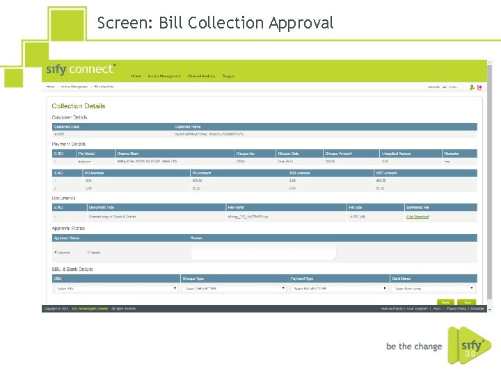 Screen: Bill Collection Approval 