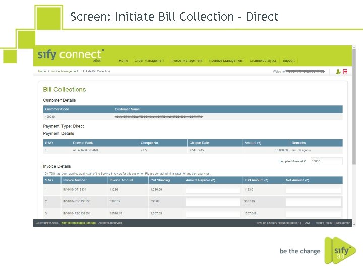 Screen: Initiate Bill Collection – Direct 