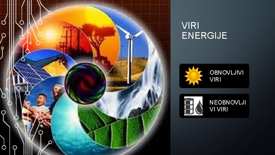 VIRI ENERGIJE OBNOVLJIVI VIRI NEOBNOVLJI VI VIRI 