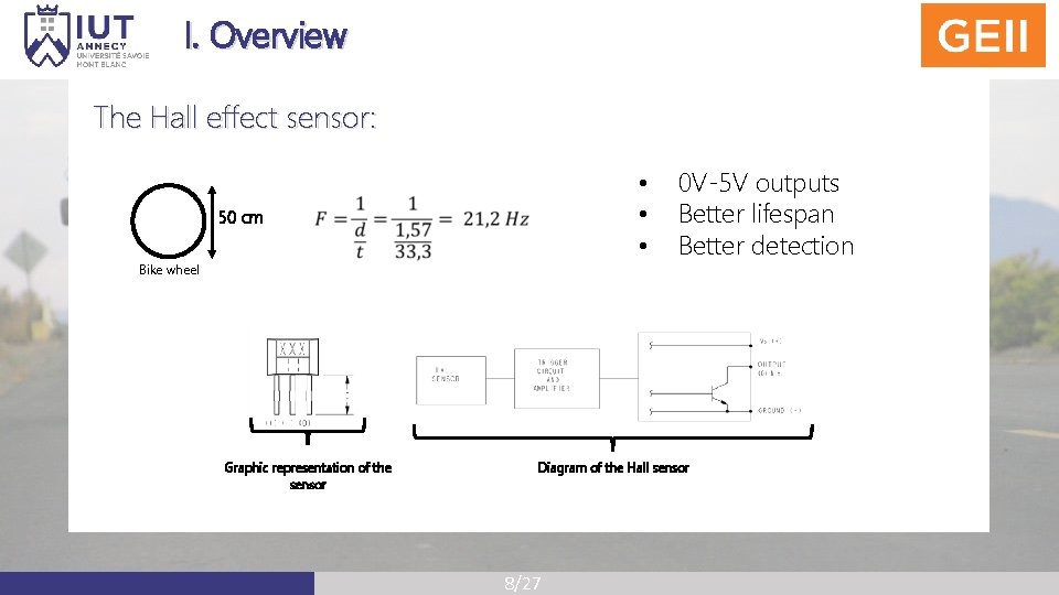 I. Overview The Hall effect sensor: • • • 50 cm Bike wheel Graphic