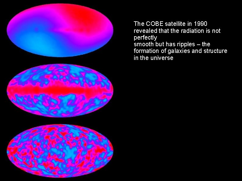 The COBE satellite in 1990 revealed that the radiation is not perfectly smooth but