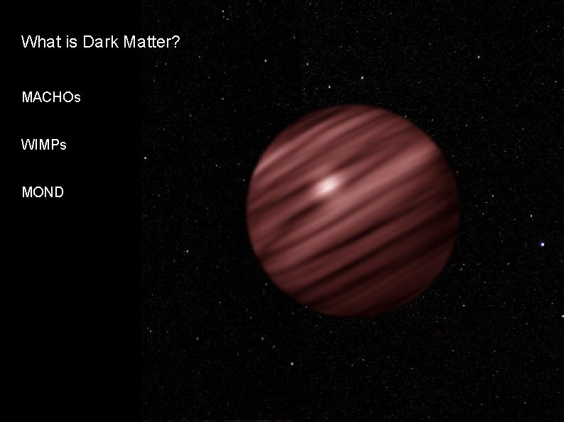 What is Dark Matter? MACHOs WIMPs MOND 