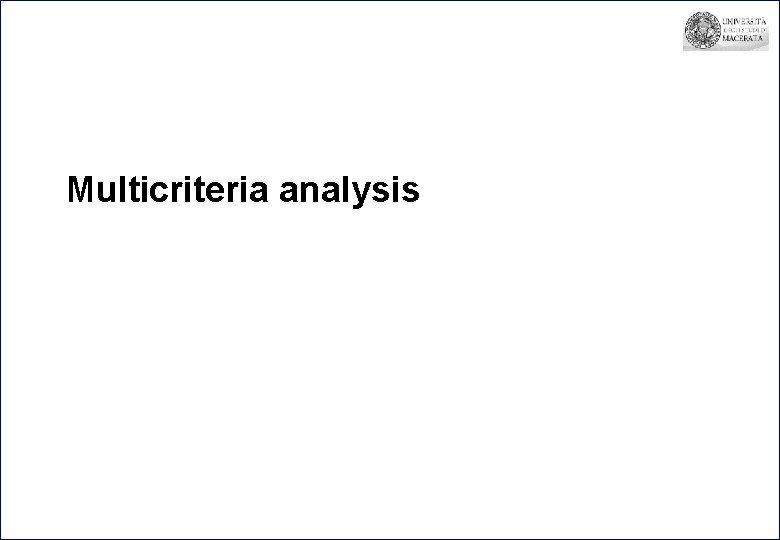 Multicriteria analysis 