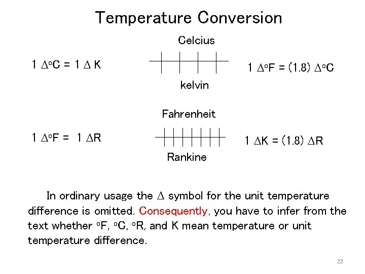 Temperature Conversion Celcius 1 D o. C = 1 D K 1 Do. F Temperature Conversion Celcius 1 D o. C = 1 D K 1 Do. F