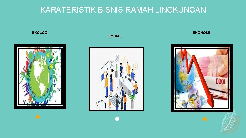 KARATERISTIK BISNIS RAMAH LINGKUNGAN EKOLOGI SOSIAL EKONOMI 