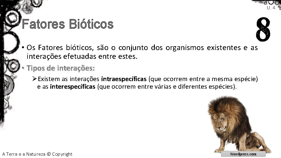 Fatores Bióticos • Os Fatores bióticos, são o conjunto dos organismos existentes e as