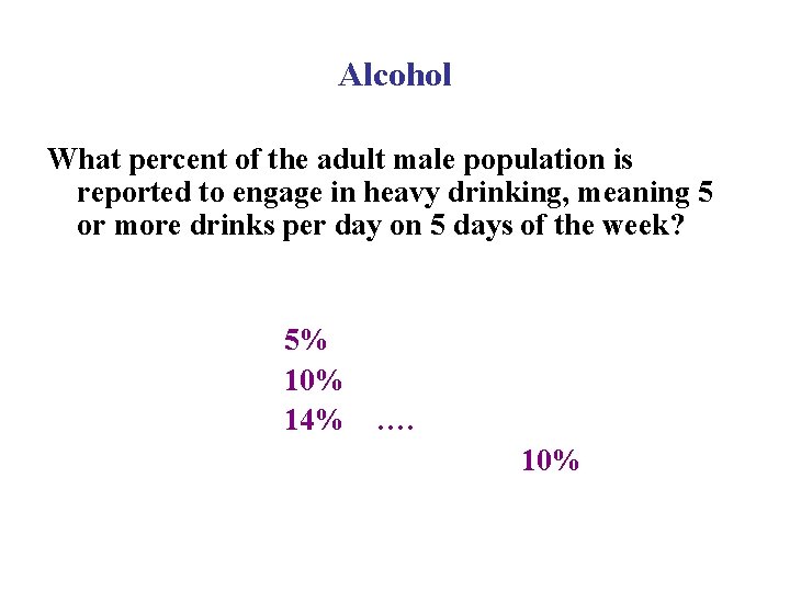 Alcohol What percent of the adult male population is reported to engage in heavy