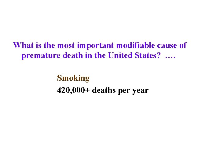 What is the most important modifiable cause of premature death in the United States?