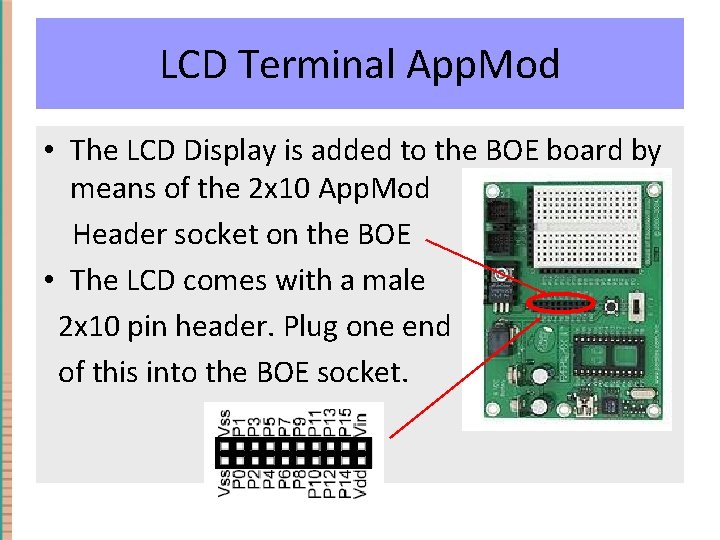 LCD Terminal App. Mod • The LCD Display is added to the BOE board LCD Terminal App. Mod • The LCD Display is added to the BOE board