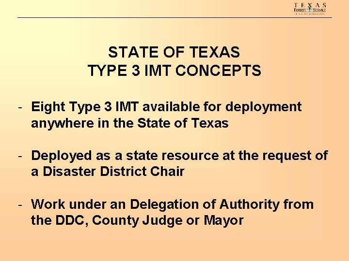 STATE OF TEXAS TYPE 3 IMT CONCEPTS - Eight Type 3 IMT available for