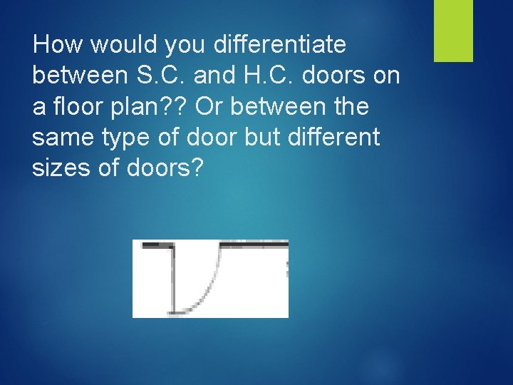 How would you differentiate between S. C. and H. C. doors on a floor