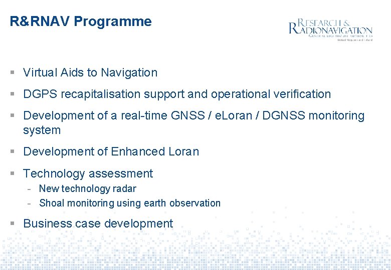 R&RNAV Programme § Virtual Aids to Navigation § DGPS recapitalisation support and operational verification