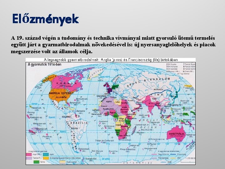 Előzmények A 19. század végén a tudomány és technika vívmányai miatt gyorsuló ütemű termelés