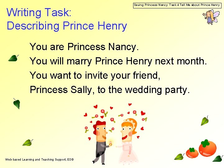 Writing Task: Describing Prince Henry Saving Princess Nancy Task 4 Tell Me about Prince