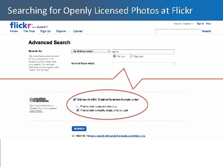 Searching for Openly Licensed Photos at Flickr 