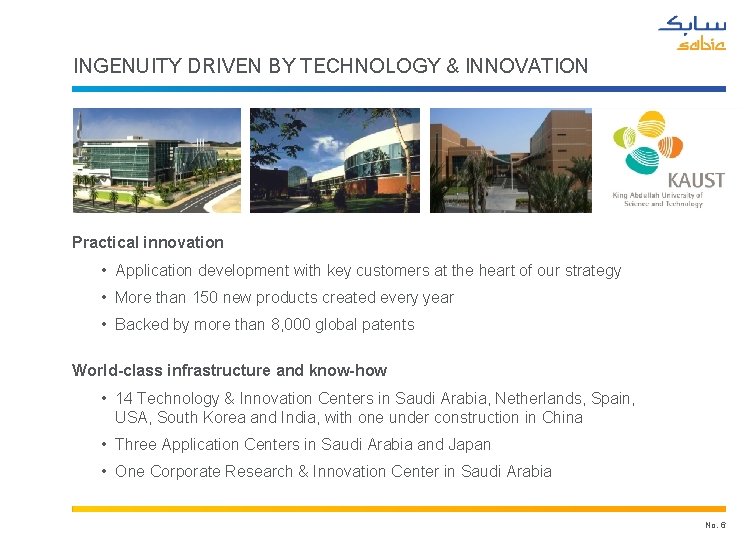 INGENUITY DRIVEN BY TECHNOLOGY & INNOVATION Practical innovation • Application development with key customers