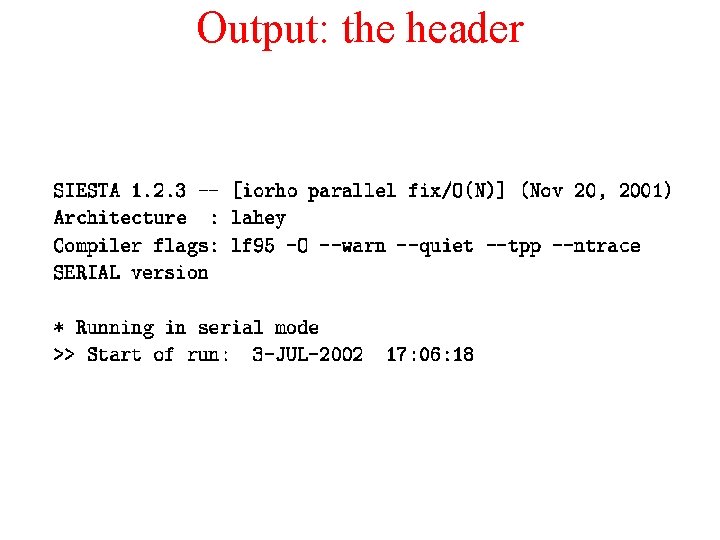 Output: the header 