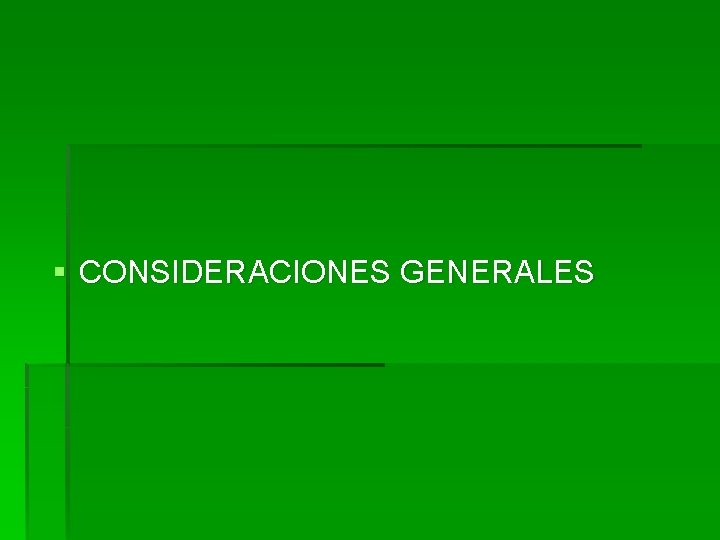 § CONSIDERACIONES GENERALES 