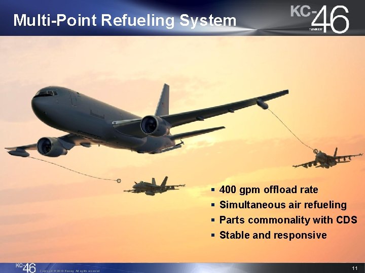 Multi-Point Refueling System § § Copyright © 2010 Boeing. All rights reserved. 400 gpm
