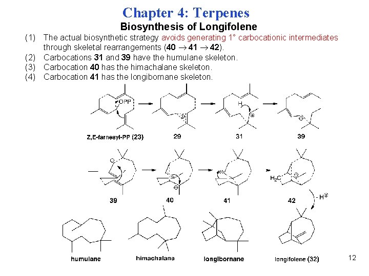 Chapter 4: Terpenes Biosynthesis of Longifolene (1) The actual biosynthetic strategy avoids generating 1°