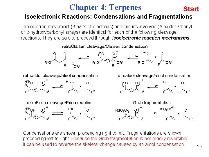Chapter 4: Terpenes Start Isoelectronic Reactions: Condensations and Fragmentations The electron movement (3 pairs