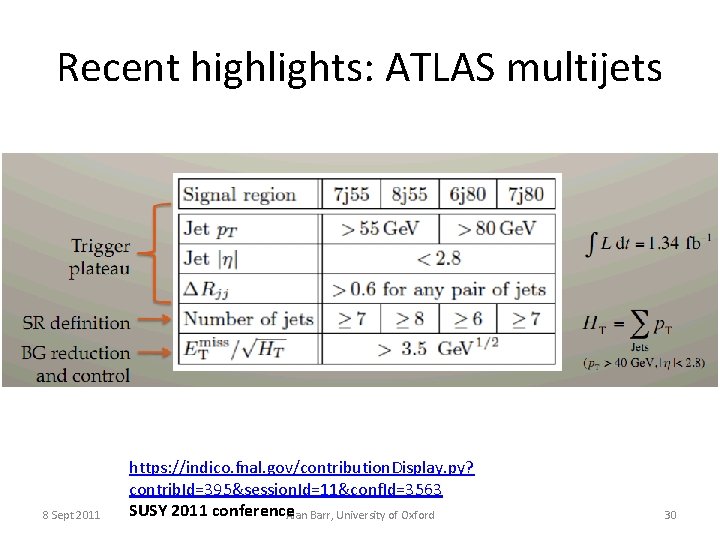 Recent highlights: ATLAS multijets 8 Sept 2011 https: //indico. fnal. gov/contribution. Display. py? contrib.