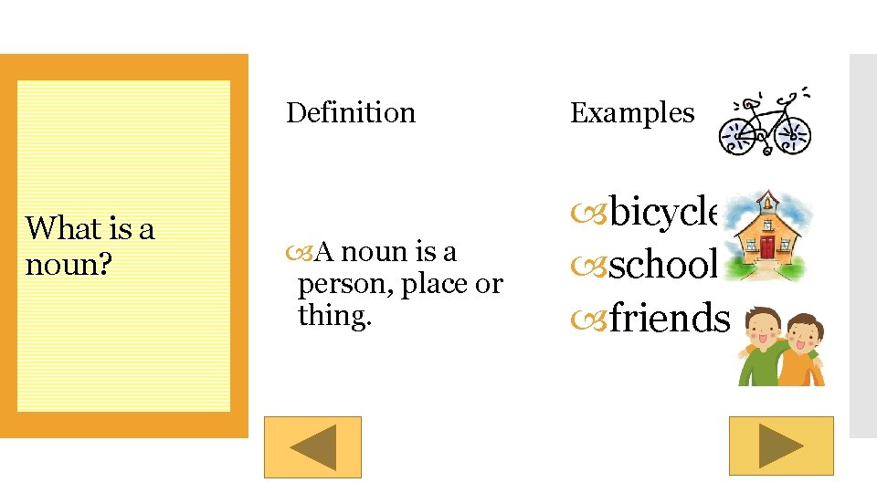 What is a noun? Definition Examples A noun is a person, place or thing.