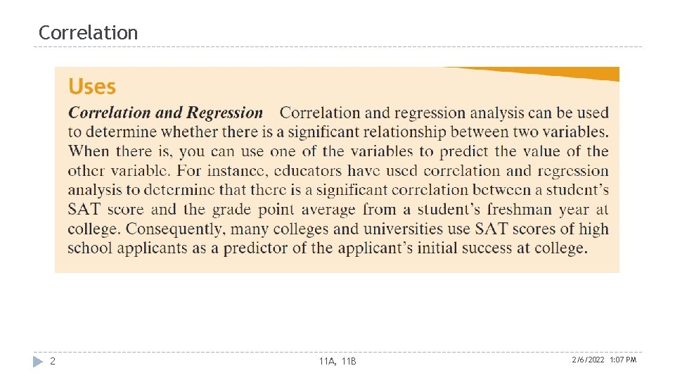 Correlation 2 11 A, 11 B 2/6/2022 1: 07 PM 