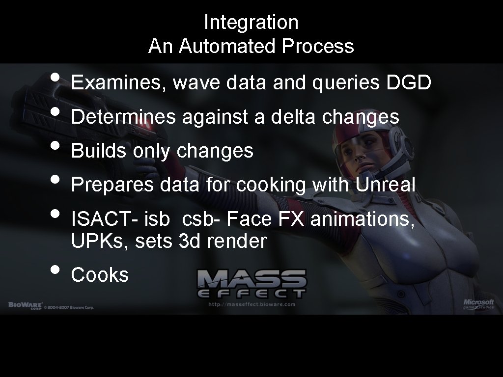 Integration An Automated Process • Examines, wave data and queries DGD • Determines against